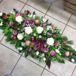 Pink and White Coffin Spray
