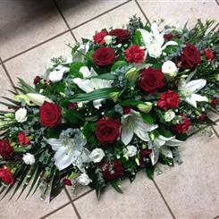 Red Rose and Lily coffin Spray
