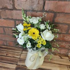 Yellow and white Jug
