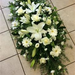 White Lily and Rose coffin spray 