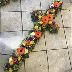 Vibrant mixed flower cross 4ft