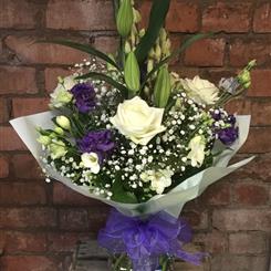 Purple and white gift vase