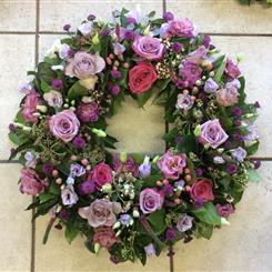Pink and lilac rose wreath 