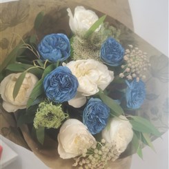 Blue and white Rose bouquet